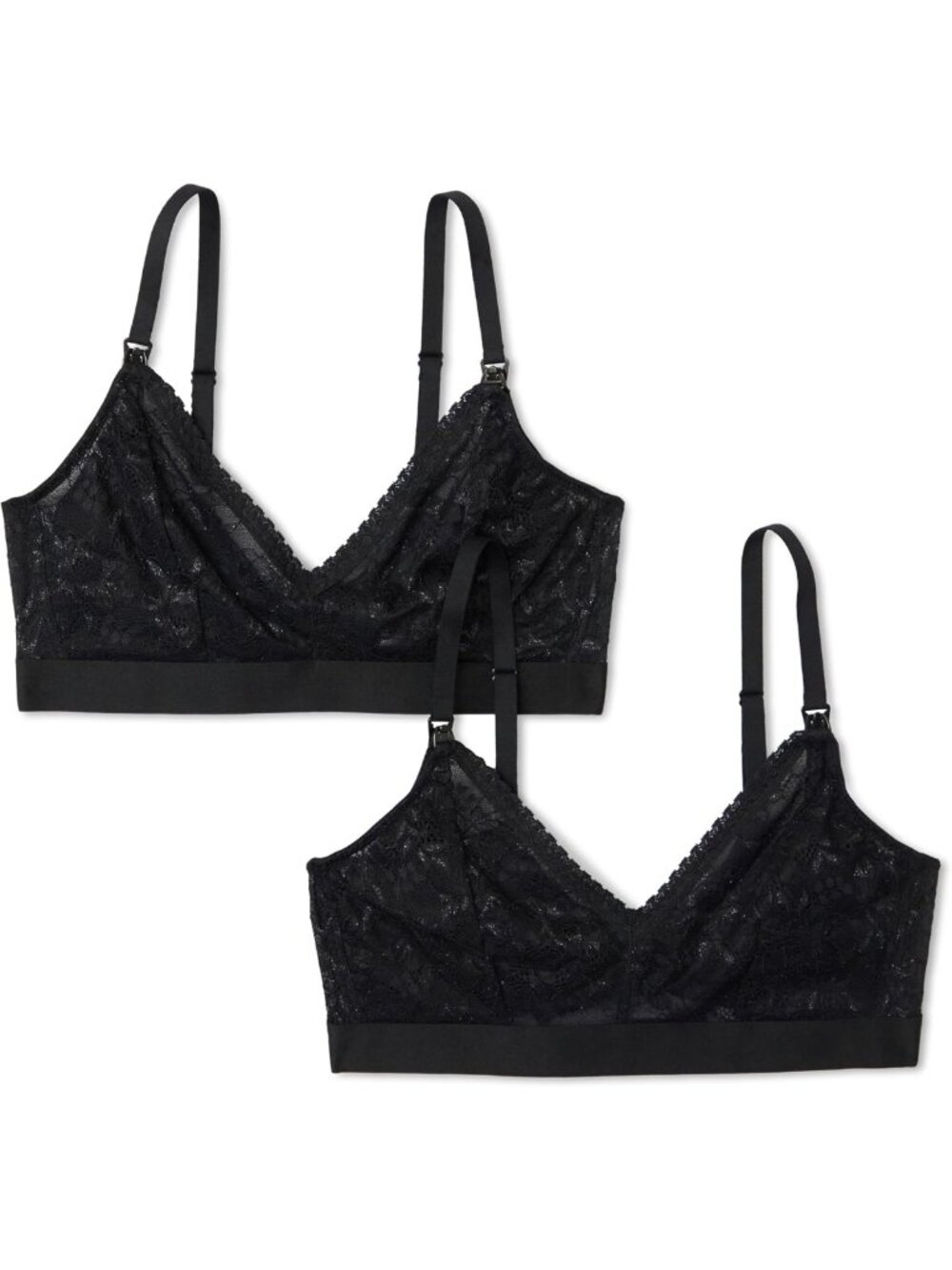 Soft Stretch Lace V-Neck Maternity Nursing Bralette Set, 2-Pack for Comfort